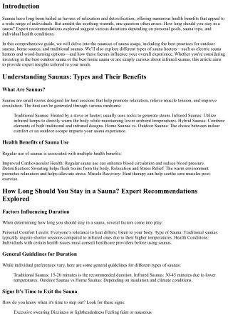 How Long Should You Stay in a sauna? Expert Recommendations Explored