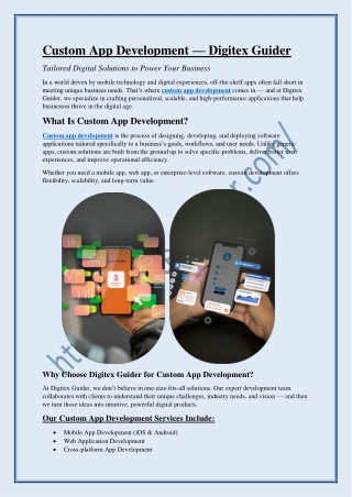Custom App Development — Digitex Guider