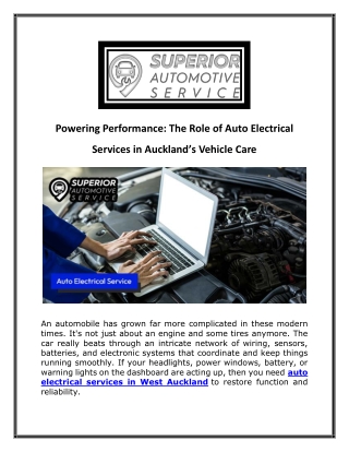The Role of Auto Electrical Services in Auckland’s Vehicle Care