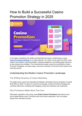 How to Build a Successful Casino Promotion Strategy in 2025