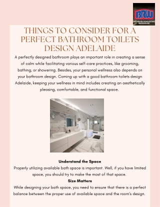 Things To Consider For A Perfect Bathroom Toilets Design Adelaide