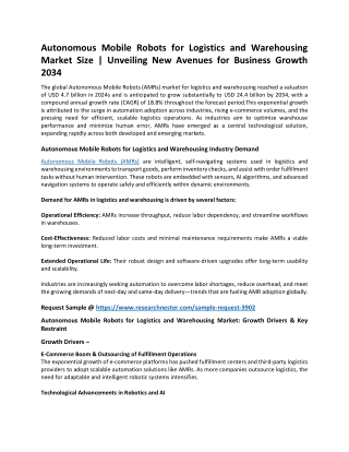 Autonomous Mobile Robots for Logistics and Warehousing Market