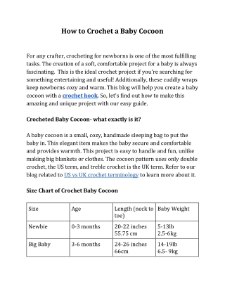 How to Crochet a Baby Cocoon