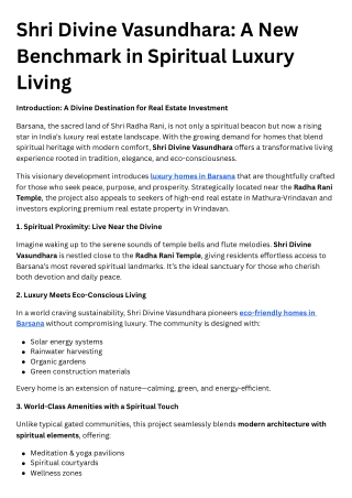 Shri Divine Vasundhara A New Benchmark in Spiritual Luxury Living