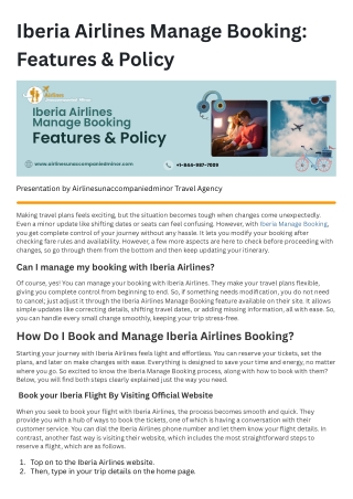 Iberia Airlines Manage Booking: Feature & Policy
