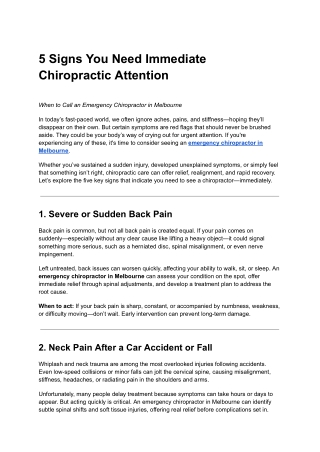 5 Signs You Need Immediate Chiropractic Attention
