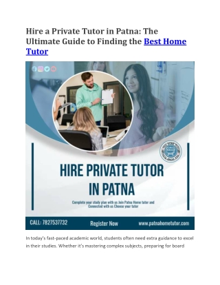 Hire private tutor in Patna | Private tutor near me