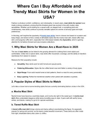 Affordable Maxi Skirts for Women in the USA | Inyourdiva