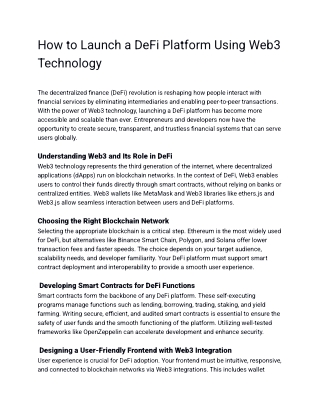 How to Launch a DeFi Platform with Web3: A Complete Guide for 2025