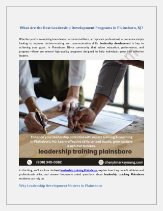 What Are the Best Leadership Development Programs in Plainsboro, NJ