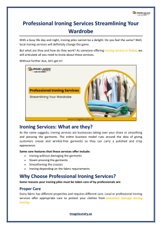 Professional Ironing Services Streamlining Your Wardrobe