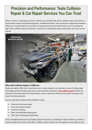 Precision and Performance- Tesla Collision Repair & Car Repair Services You Can Trust