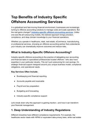 Top Benefits of Industry Specific Offshore Accounting Services