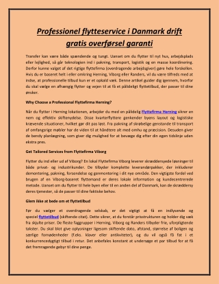 Professionel flytteservice i Danmark drift gratis overførsel garanti
