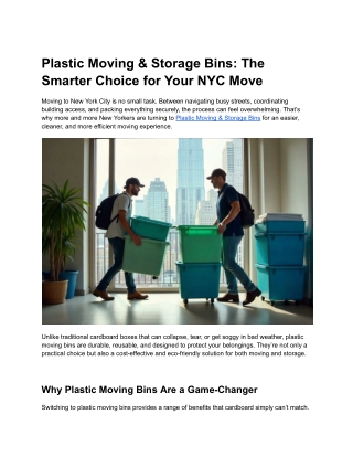Plastic Moving & Storage Bins_ The Smarter Choice for Your NYC Move