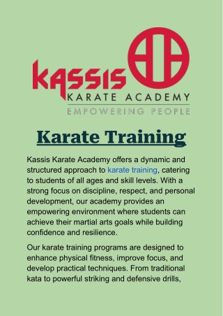 Karate Training: Expert Programs at Kassis Karate Academy