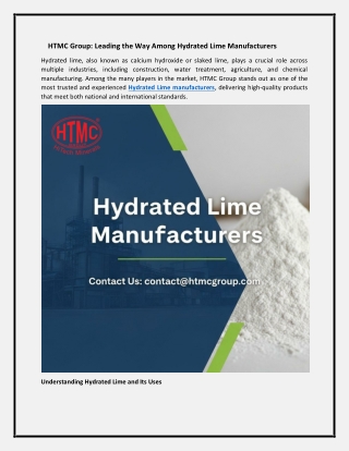 HTMC Group: Leading the Way Among Hydrated Lime Manufacturers