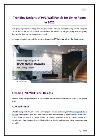 Trending Designs of PVC Wall Panels for the Living Room