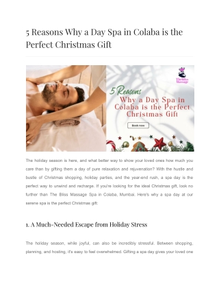 5 Reasons Why a Day Spa in Colaba is the Perfect Christmas Gift