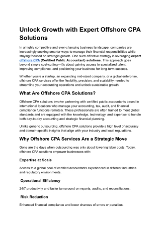 Unlock Growth with Expert Offshore CPA Solutions