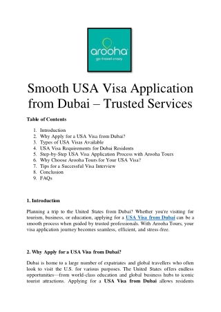 Smooth USA Visa Application from Dubai – Trusted Services