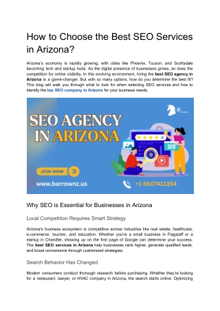 How to Choose the Best SEO Services in Arizona