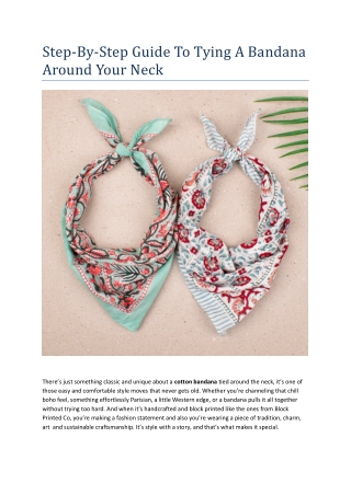 Hand Block Printed Cotton Bandana, Boho Reusable Scarf For Face Or Hair