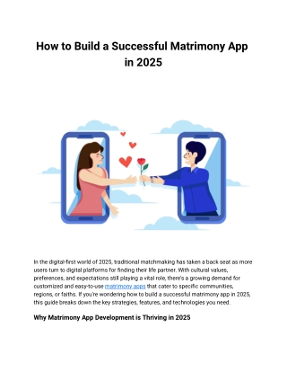 How to Build a Successful Matrimony App in 2025
