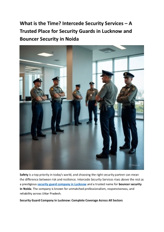 What is the Time? Intercede Security Services – A Trusted Place for Security