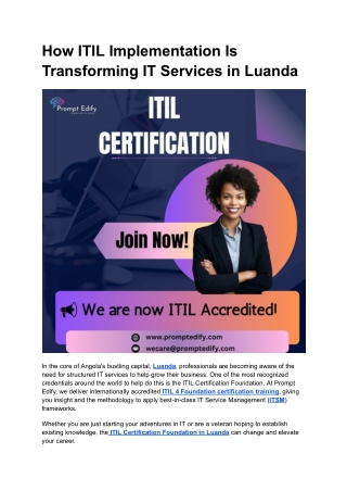 How ITIL Implementation Is Transforming IT Services in Luanda