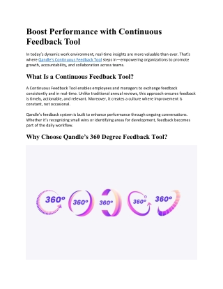 Boost Performance with Continuous Feedback Tool