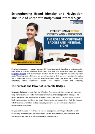 Strengthening Brand Identity and Navigation The Role of Corporate Badges and Internal Signs
