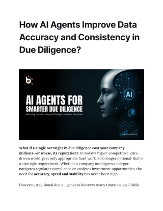 How AI Agents Improve Data Accuracy and Consistency in Due Diligence