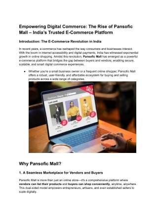 Empowering Digital Commerce_ The Rise of Pansofic Mall – India’s Trusted E-Commerce Platform