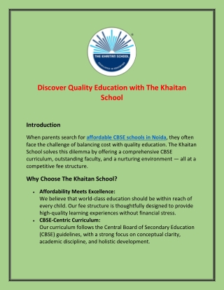 Quality Education Within Reach: Discover the Right School in Noida
