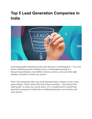 Top 5 Lead Generation Companies in India
