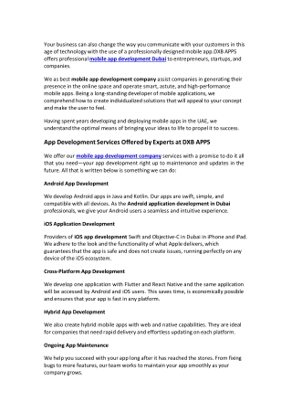 Get Mobile App Development Dubai solutions by experts at DXB APPS