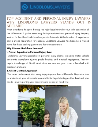 Top Accident and Personal Injury Lawyers Why Lindbloms Lawyers Stands Out in Adelaide