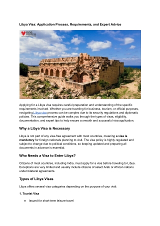 Libya Visa: Application Process, Requirements, and Expert Advice