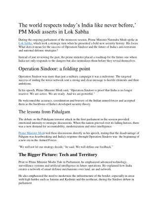 PM Modi’s Parliament Address: Bold Words and Big Plans