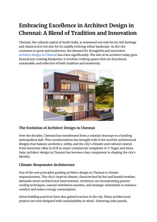 Architect Design in Chennai