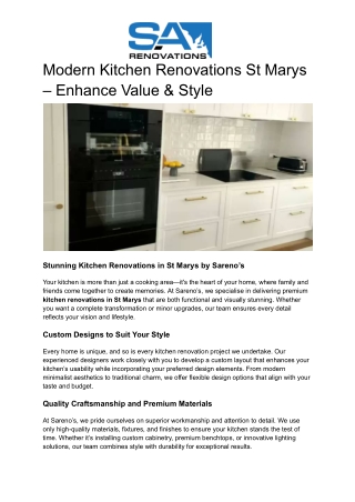 Modern Kitchen Renovations St Marys – Enhance Value & Style