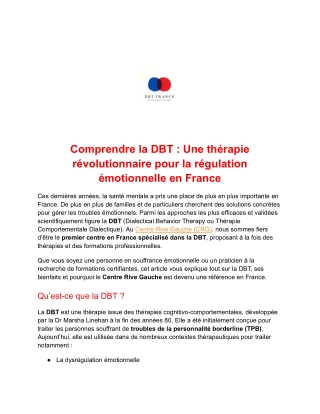 Comprendre la DBT : Une thérapie révolutionnaire pour la régulation émotionnelle