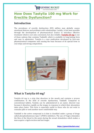 How Does Tastylia 100 mg Work for Erectile Dysfunc