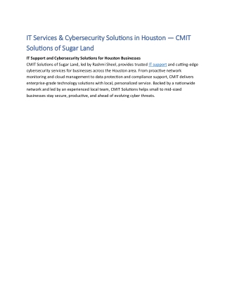 IT Services & Cybersecurity Solutions in Houston — CMIT Solutions of Sugar Land