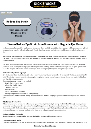How to Reduce Eye Strain from Screens with Magnetic Eye Masks