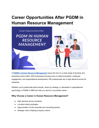 Career Opportunities After PGDM in Human Resource Management