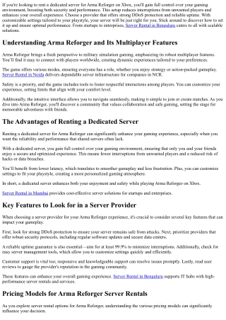 Arma Reforger Server Rental Xbox