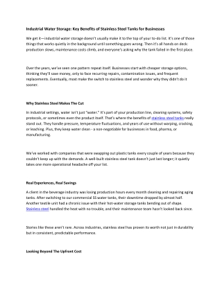 Industrial Water Storage