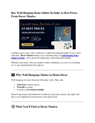 Buy Wall Hanging Items Online In India At Best Prices From Decor Mantra (1)